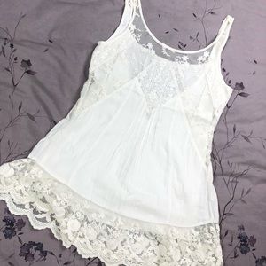 ABERCROMBIE & FITCH Lace Tunic Top in White